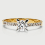 21K Solid Gold Diamond Solitaire Ring 3.9g Women’s Gold Ring