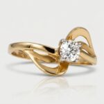 21 Carat Gold Diamond Ring - 2.29 Gram Twisted Band Solitaire