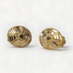 21K Gold Round Filigree Stud Earrings – 0.880g Lightweight Design
