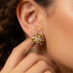 21K Gold Filigree Stud Earrings – Round Design 1.080g - Image 2