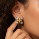 21K Gold Star Design Stud Earrings – 0.910g Lightweight Filigree Style - Image 2