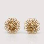 21K Gold Flower Stud Earrings - 1.160 Grams Lightweight