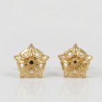21K Gold Star Flower Earrings - 0.980 Grams Lightweight Stud Earrings