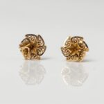 21K Gold Flower Stud Earrings - 1.220 Grams Real Gold Earrings