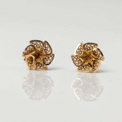 21K Gold Flower Stud Earrings - 1.220 Grams Real Gold Earrings