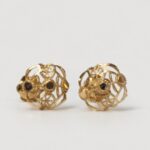 21K Gold Filigree Sphere Stud Earrings (0.960g)