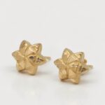 21K Solid Gold Star Studs - 0.670g Textured Design