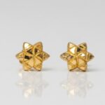 21K Gold Star Stud Earrings for Women - Lightweight 0.670 Grams