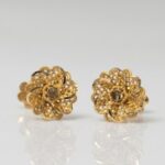 21K Gold Flower Stud Earrings - 0.870 Grams | Real Gold Jewelry