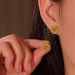 21K Gold Flower Stud Earrings - 0.870 Grams | Real Gold Jewelry - Image 2