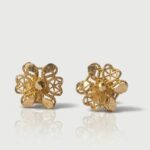 21K Gold Flower Stud Earrings - 0.940 Grams Lightweight