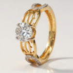 21K Solid Gold Diamond Ring 3.160g Women’s Gold Ring Openwork Band