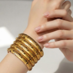 21 Carat Gold Engraved Dome Bangle Set of 6 | 39.860g Total - Image 2