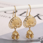 21 Carat Gold Heart Filigree Jhumka Drop Earrings | 5.430g
