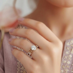 21K Solid Gold Diamond Ring 3.160g Women’s Gold Ring Openwork Band - Image 2