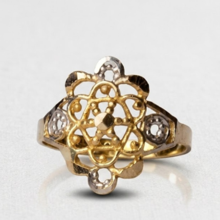 21K Gold Baby Ring | 0.600 Gram Ornate Floral Design with Diamonds