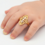 21 Carat Gold Baby Ring with Diamond Stones – 0.920g - Image 2