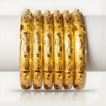 21 Carat Gold Engraved Dome Bangle Set of 6 | 39.860g Total