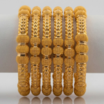 21 Carat Gold Granulation Ball Honeycomb Bangle Set of 6 | 62.460g Total