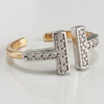 21K Gold Open Cuff Ring with Stone T-Bar Design – 2.300g