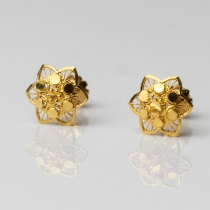 Carat Gold Filigree Flower Stud Earrings | 0.820g Pure Gold