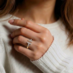 21K Gold Open Cuff Ring with Stone T-Bar Design – 2.300g - Image 2