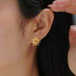 Carat Gold Filigree Flower Stud Earrings | 0.820g Pure Gold - Image 2