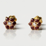 21 Carat Gold Ruby and Diamond Flower Tops | 0.480g