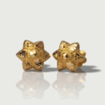 21K Gold Star Shape Stud Earrings – 0.640g Lightweight Filigree Design