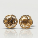 21K Gold Floral Filigree Stud Earrings – 0.910g Lightweight Design