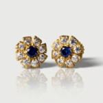 21 Carat Gold Sapphire and Diamond Flower Tops | 0.780g