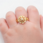 21 Carat Gold Filigree Baby Ring – Dome Style Lace Pattern(0.820g) - Image 2