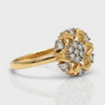 21K Gold Flower Design Ring with Stones – 2.560 Gram Lightweight Gold Ring