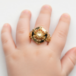 21 Carat Gold Baby Ring | Honeycomb Cube Design | 0.820g Solid Gold - Image 2