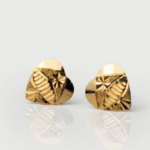 21 Carat Gold Diamond Cut Heart Stud Earrings | 0.680g Pure Gold