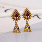 21 Carat Gold Ruby Stone Flower Jhumka Earrings | 4.290g
