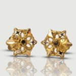 21K Gold Floral Filigree Stud Earrings – 0.970g Lightweight Design