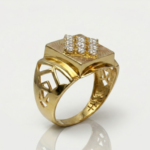 21 Carat Gold Men's Diamond Square Ring | 0.780g