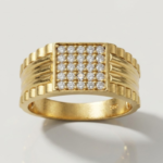 21 Carat Gold Men's Diamond Square Pave President Ring | 9.310g