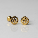 21 Carat Gold Round Star Cutwork Stud Earrings | 0.660g Pure Gold