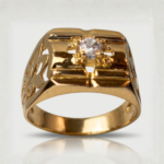 21 Carat Gold Men's Solitaire Diamond Open Shoulder Ring | 6.190g