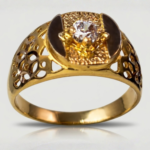 21 Carat Gold Men's Solitaire Diamond Filigree Shoulder Ring | 5.200g