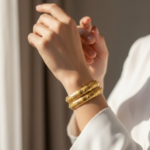 21 Carat Gold Dome Engraved Bangle Pair | 16.540g Total - Image 2