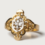 21K Gold Baby Ring - 0.770 Gram Antique Style Diamond