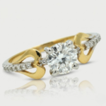 21K Gold Stone Center Ring with Side Detail – 2.560 Gram Ladies Gold Ring