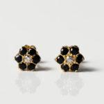 21 Carat Gold Black and White Diamond Flower Tops | 0.530g