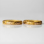 21 Carat Gold Diamond Cut Floral Bangle Pair | 16.390g Total