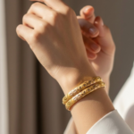 21 Carat Gold Diamond Cut Floral Bangle Pair | 16.390g Total - Image 2