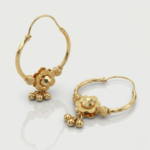 21 Carat Gold Hoop Earrings with Flower and Jhumka Ball Drop | 4.160g