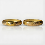 21 Carat Gold Dome Floral Engraved Bangle Pair | 16.540g Total